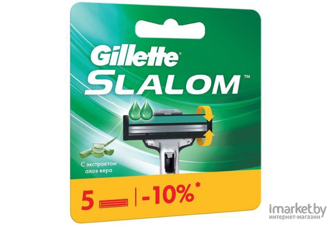Сменные кассеты Gillette Slalom со смазывающей полоской (5шт)