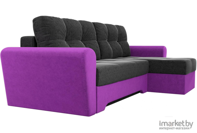 Угловой диван Mebelico Амстердам 77 правый 58500 микровельвет черный/фиолетовый
