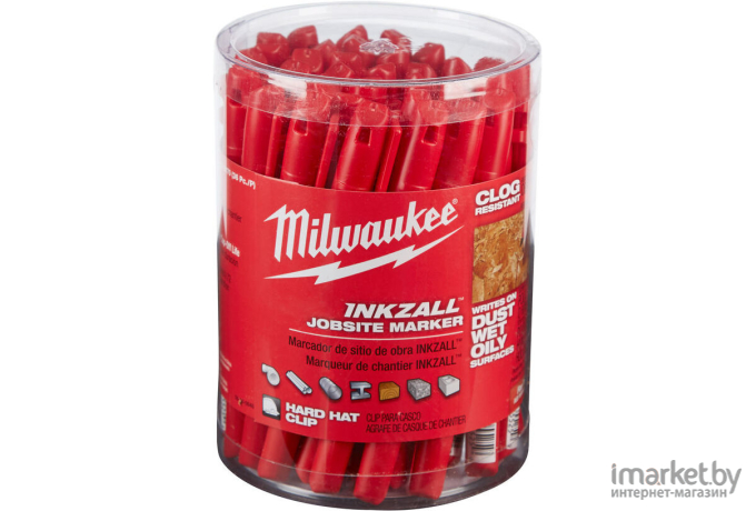 Промышленный маркер Milwaukee INKZALL для стройплощадки тонкий 1шт красный [48223170]