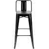 Полубарный стул Stool Group Tolix Soft со спинкой черный глянцевый/темное дерево [YD-H675E-W LG-01]