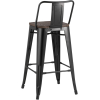 Полубарный стул Stool Group Tolix Soft со спинкой черный глянцевый/темное дерево [YD-H675E-W LG-01]
