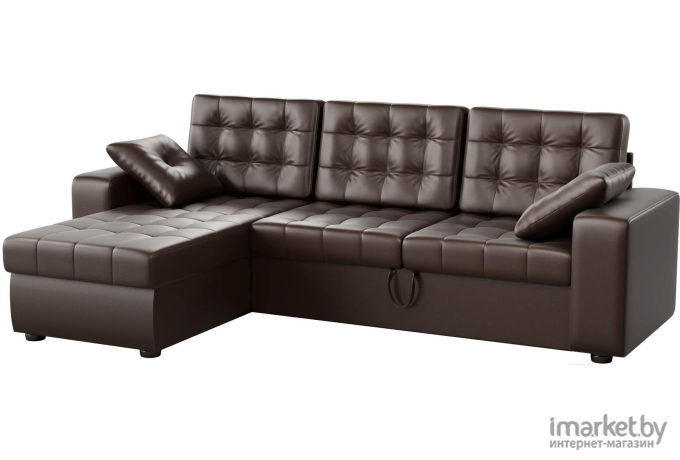 Угловой диван Mebelico Камелот 89 левый 59423 экокожа коричневый