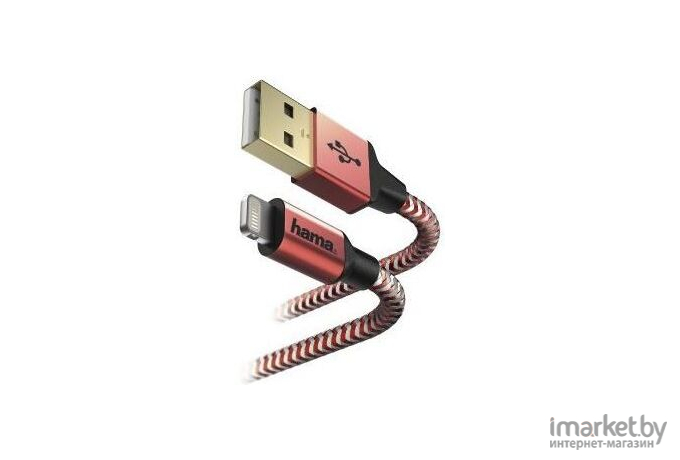  Hama Lightning (m) USB A(m) 1.5 м красный [00178299]