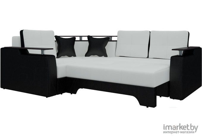 Угловой диван Mebelico Комфорт 90 левый экокожа белый/черный