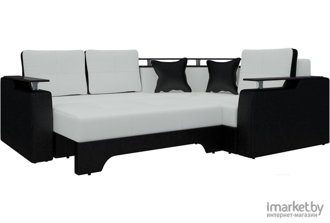 Угловой диван Mebelico Комфорт 90 правый экокожа белый/черный