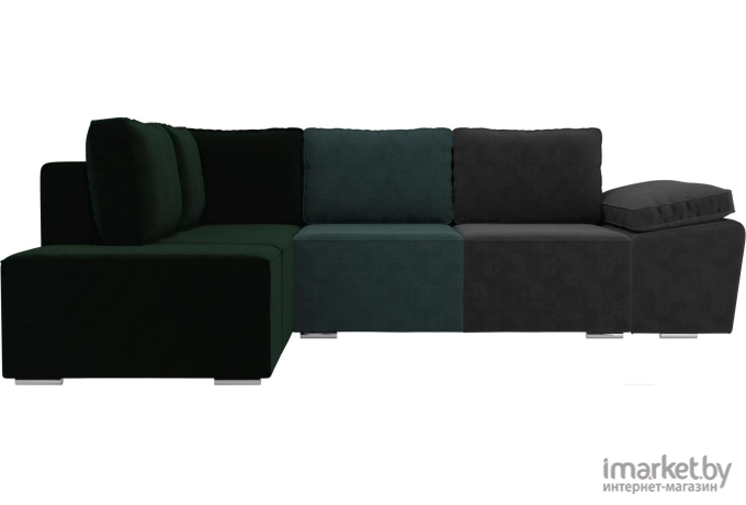 Комплект мягкой мебели Лига Диванов Хавьер левый 101247 велюр серый/бирюзовый/зеленый