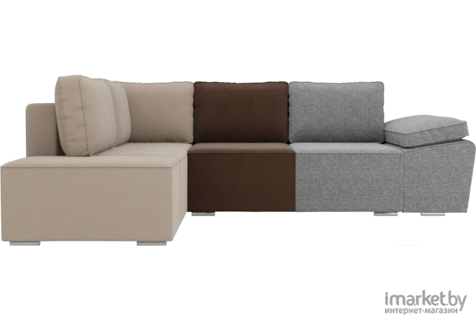 Комплект мягкой мебели Лига Диванов Хавьер левый 101265 рогожка серый/коричневый/бежевый