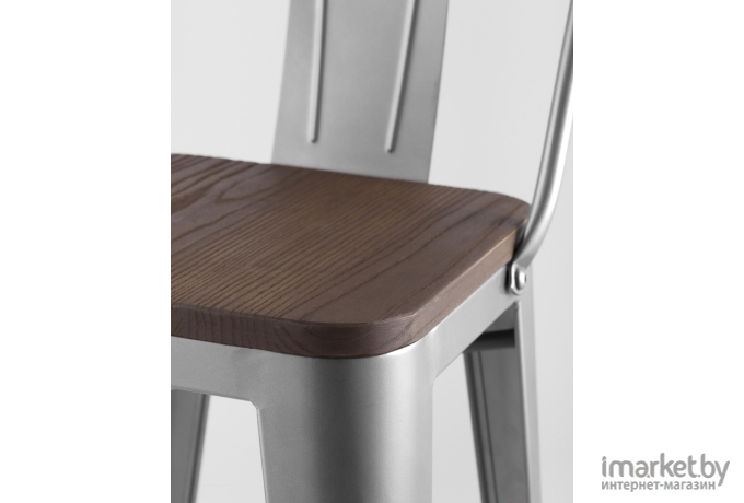 Барный стул Stool Group Tolix wood со спинкой серебристый матовый [YD-H675E-W YG-15]