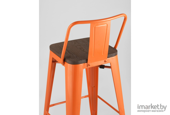 Барный стул Stool Group Tolix wood со спинкой оранжевый глянцевый [YD-H675E-W LG-05]
