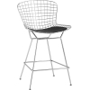 Барный стул Stool Group с низкой спинкой Bertoia хромированный/с черной подушкой [BTY-24L-P6 CH/BL]