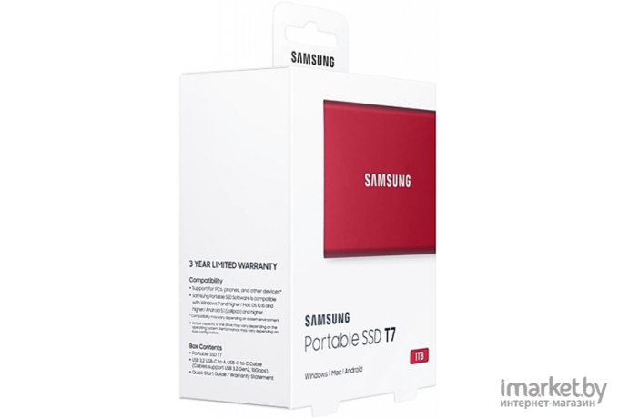Внешний жесткий диск Samsung T7 Touch 1TB красный [MU-PC1T0R/WW]