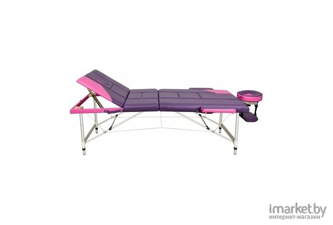 Стол массажный Atlas Sport складной 70 см 3-с алюминиевый рельефный розово-фиолетовый