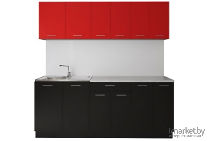 Готовая кухня Артём-Мебель Лана без стекла ДСП 1.8м красный/черный