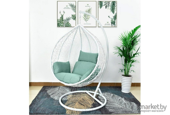 Подвесное кресло Afina garden AFM-168A-XL White/Green