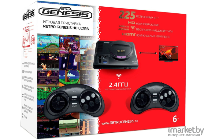 Игровая приставка Retro Genesis SEGA HD Ultra + 225 ZD-06b 2 джойстика [ConSkDn73]