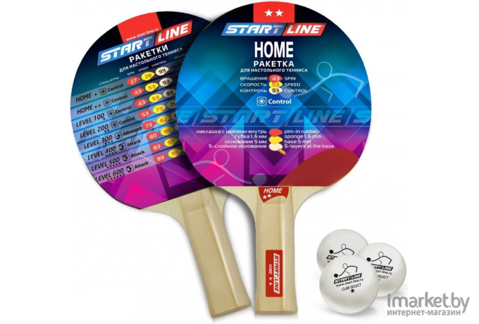 Набор для настольного тенниса Start Line Home 2 2 ракетки + 3 мяча + сетка + крепеж