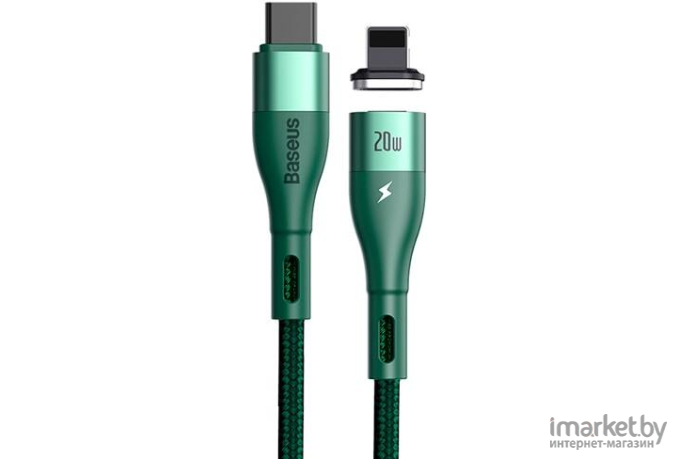 Кабель Baseus CATLXC-06 Zinc Magnetic Safe Fast Charging Data Cable Type-C to Lightning 20W магнитный 1m Green (Baseus Zinc Magnetic Safe Fast Charging Data Cable Type-C to IP PD 20W 1m Green (CATLXC-06))