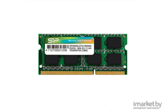 Оперативная память Silicon-Power SO-DIMM DDR 3L DIMM 8Gb PC12800 1600Mhz [SP008GLSTU160N02]