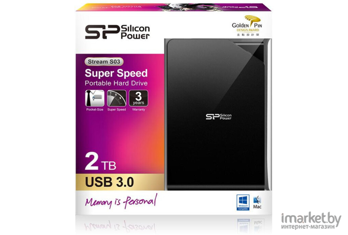  Silicon-Power Внешний жесткий диск Silicon Power 2TB SP020TBPHDS03S3K [SP020TBPHDS03S3K]