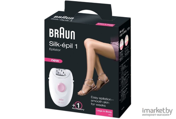 Эпилятор Braun 1370 Silk-Epil Solo 1 SE 1370 белый/розовый (65362791)