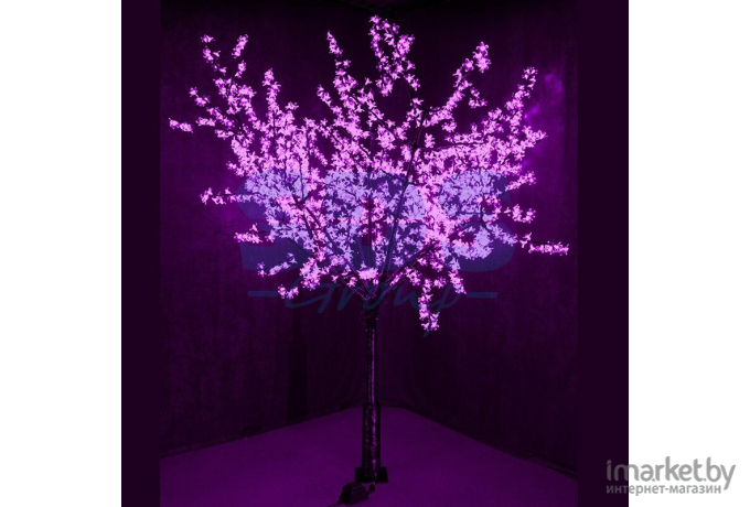 Светодиодное Дерево Сакура, высота 2,4м, диаметр кроны 2,0м, фиолетовые диоды, IP 64, понижающий т