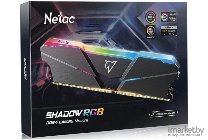 Оперативная память Netac Shadow RGB DDR4-2666 8GB C19 Grey