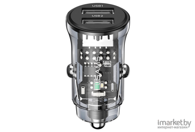 Автомобильное зарядное устройство Usams С31 Transparent Dual USB прозрачно-чёрный (CC162CC01)