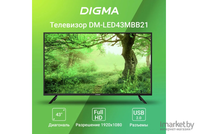 Телевизор Digma DM-LED43MBB21 Frameless черный