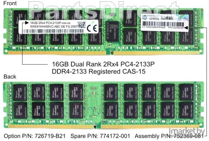 Оперативная память HP 16GB DDR4 PC4-17000 [726719-B21]